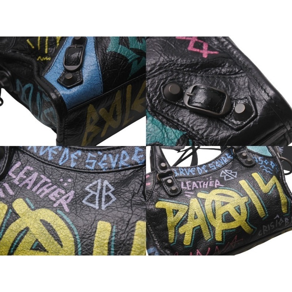 Balenciaga City Multicolored Leather Classic Black Graffiti Handbag - Picture 8 of 10